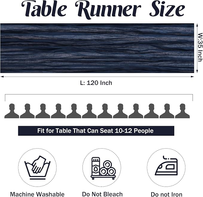 Navy Blue 10FT Cheesecloth Table Runner Boho Gauze Fabric Table Runner Rustic - Image 4