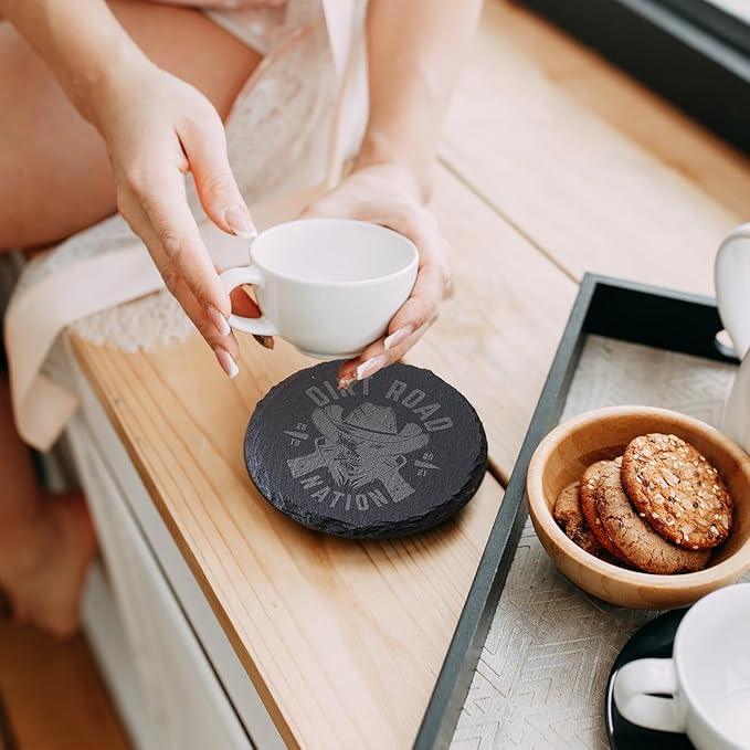 Slate Coasters Set of 60,4-Inch Black Round Stone Drink Coasters with Scratch-Resistant Backing, Durable Tabletop Protection for Home Office Kitchen, Ideal Housewarming Wedding Gifts