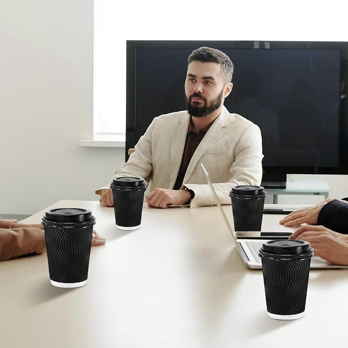 Lamosi 50 Pack 12 oz Disposable Coffee Cups - Image 5