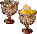 Carnival Glass Vintage Footed Dessert Cups Set of 2, 9oz Embossed Goblet by YUHANOER
