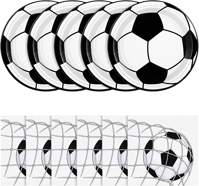 NatNarr 50 Pcs Soccer Plates and Napkins, Disposable Soccer Party Decorations by NatNarr