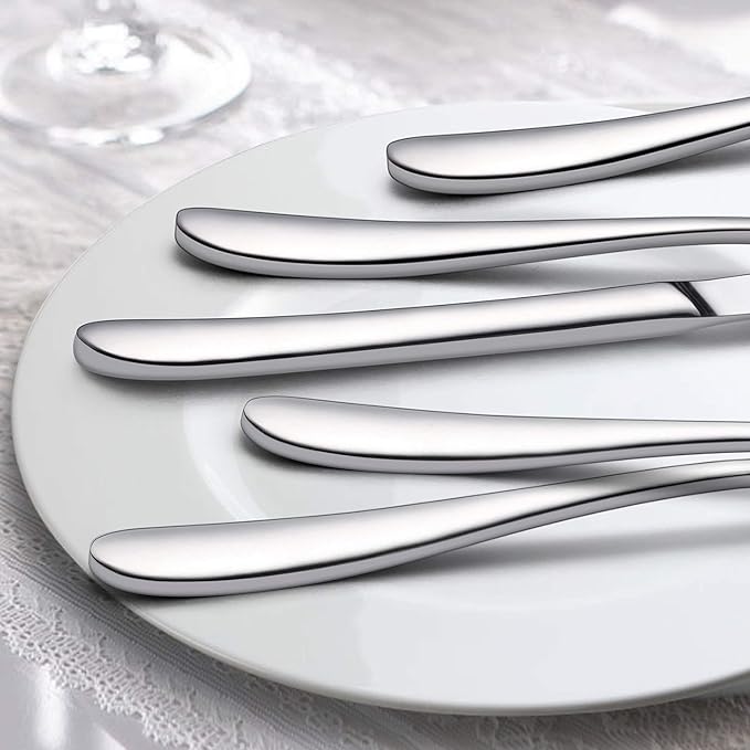 LIANYU 60-Piece Heavy Duty Silverware Set, Stainless Steel Flatware Cutlery Set for 12, Heavy Weight Eating Utensils Tableware, Mirror Finished, Dishwasher Safe