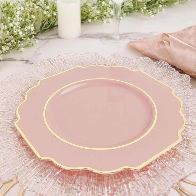 Blush Hard Plastic Dessert Plates, 50 Pack 8" Disposable Round Baroque Plates - Image 6