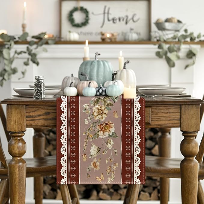 Artoid Mode 210 GSM Fall Table Runner 13x90 Inch Home Party Decor | Brown - Image 2