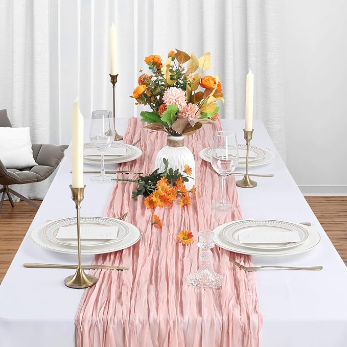 6 Pack Blush Pink Table Runner Cheesecloth 10Ft Gauze Cheese Cloth Table Runner - Image 3