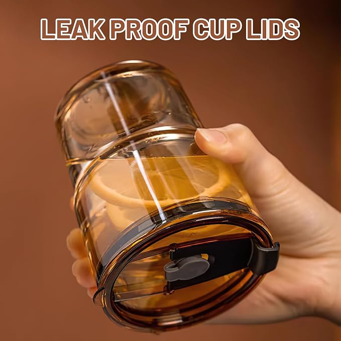Luxfuel 13 oz Glass Cups with Lids and Straws Reusable Iced Coffee Tumbler | - Image 3