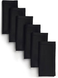 D'Moksha Homes Black Linen Napkins Set of 6 - Classic Hemstitch 100% Pure Linen Hemstitch Dinner Napkins 20 x 20 Inch for Spring, Easter - Handcrafted and Machine Washable