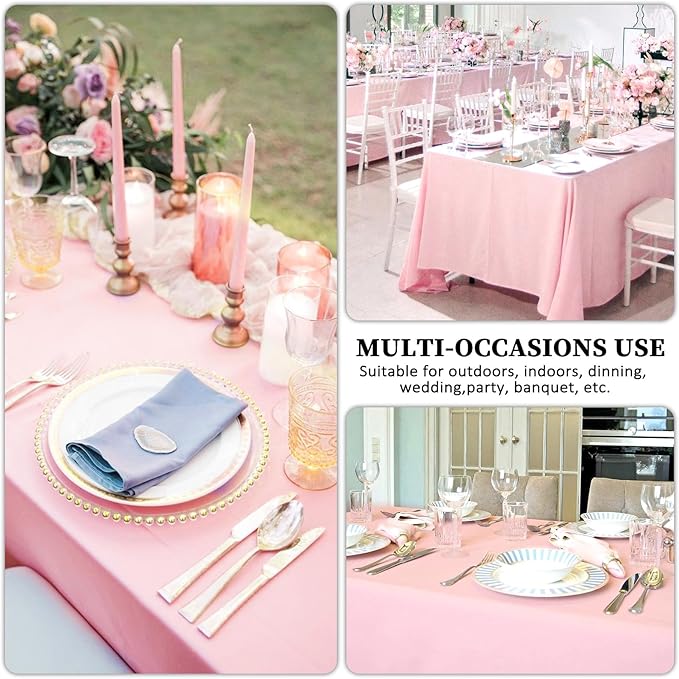 8 Pack Pink Valentine's Day Tablecloth 60 x 126 Inch Rectangular Tablecloths for 8 Foot Rectangle Tables, Wrinkle Resistant Pink Table Cloth Washable Polyester Fabric for Buffet Wedding Party Banquet