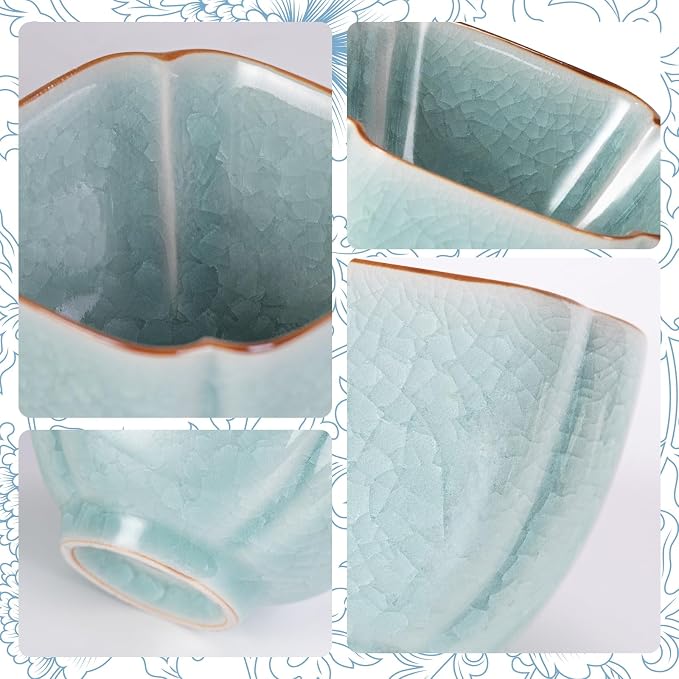 KAMMAK Japanese Tea Cups, 4 Oz Small Handmade Ceramic Teacups, Loose Leaf and - Image 4
