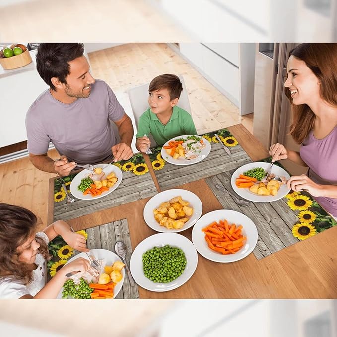 Sunflower Placemats Set of 4 Washable Table Place Mats for Dining Kitchen Party Decor