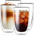 MESNEY 17 oz Double Walled Glass Coffee Mugs, Glass Coffee Mugs Set of 4 by MESNEY