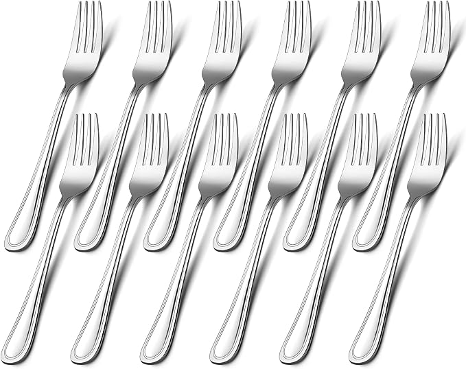 Salad Forks Set of 12, E-far 6.7 Inch Stainless Steel Dessert Forks by E-far