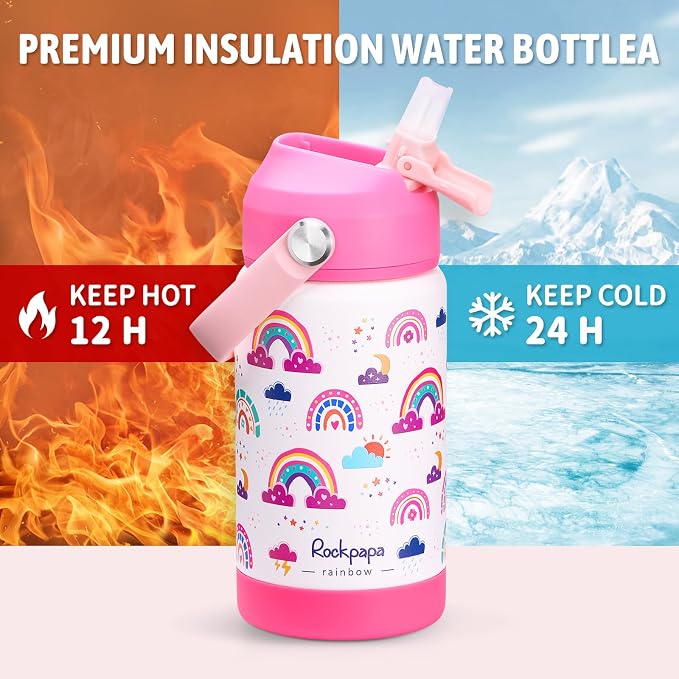 rockpapa 14 oz Kids Insulated Water Bottle，Stainless Steel Toddler Cups - Image 3