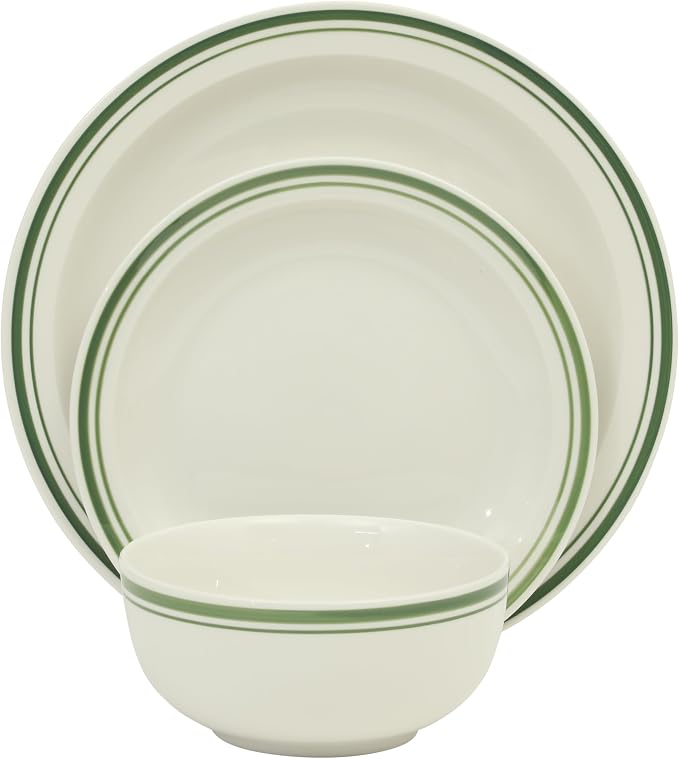 Gibson Home Hometown Diner 12-Piece Porcelain Dinnerware Set, Round Plates and - Image 7