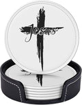 Jesus Cross Coasters for Drinks Set of 6, Round Leather Coaster by Unknown