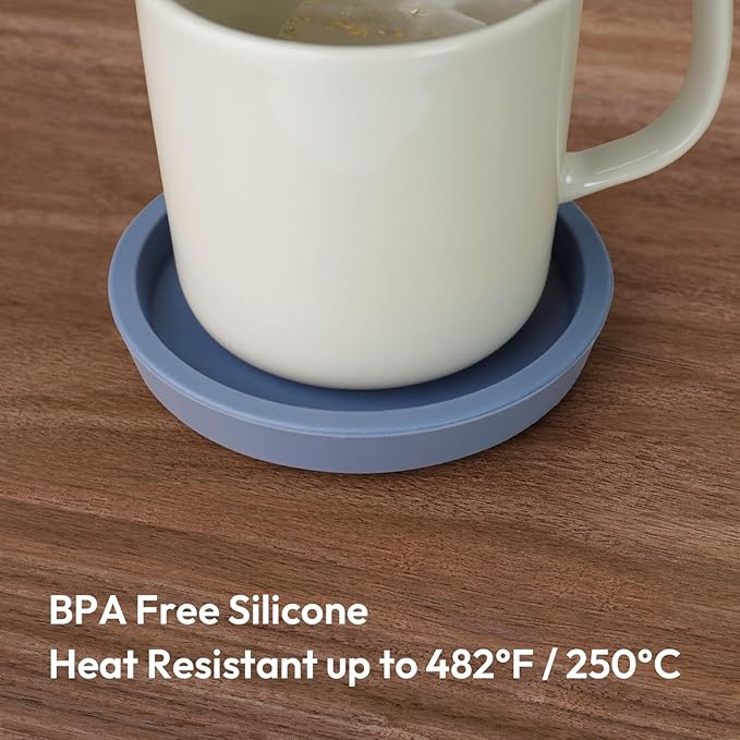 Carrotez Thick Silicone Coasters for Drinks, Round Bulky Cup Coasters for Coffee Table, Desk, Set of 2 - Blue