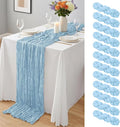 12 Pack Baby Blue Cheesecloth Table Runner 10Ft, Gauze Table Runners 21.5 x 120 by Yemosa