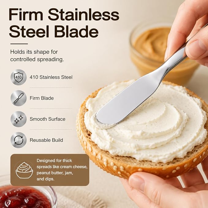 4 Pack Stainless Steel Butter Spreader Knives Jam Cream Spread Utensils | - Image 4