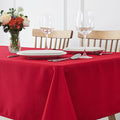 maxmill Rectangle Tablecloth Weaved Design Water Resistant Wrinkle Free Spill-Proof Soft Table Cloth for Dining Room Decoration, Banquet, Christmas Holiday Dinner, 60 x 84 Inch, Red