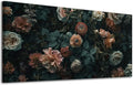 ADJUVANT Wall Art Floral 40"L x 20"W, Dark Hued Vintage Flowers With Lush Foliage Canvas Painting Elegant Blooms Artwork Retro Garden Prints Floral Wall Decor for Living Room Bedroom Study Home Office