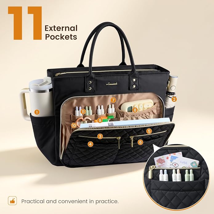 LOVEVOOK Tote Bag for Women, Teacher Nurse Work Laptop Bag, Quilted Bible - Image 4