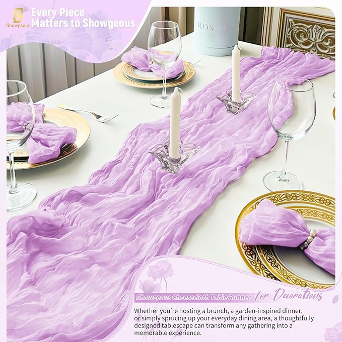 Showgeous 18 Pack Lilac Purple Cheesecloth Table Runner, 17 x 108 Inches | Boho - Image 8