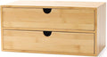 Bamboo Desk Drawer Organizer, 2 Drawer Desktop Organizer with Drawers Tabletop Storage Organization Box for Office Home Toiletries Supplies Vanity, No Assembly Required