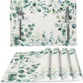 Eucalyptus Leaves Placemats Set of 4 Washable Table Place Mats for Dining Kitchen Party Decor