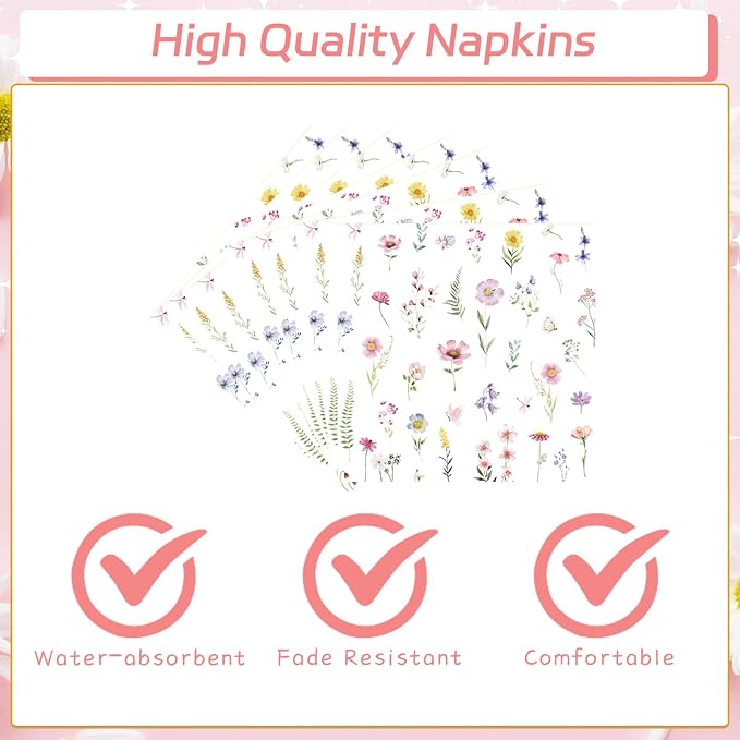 Rakuto Baby in Bloom Baby Shower Decorations Tableware Supplies, Wildflower - Image 3