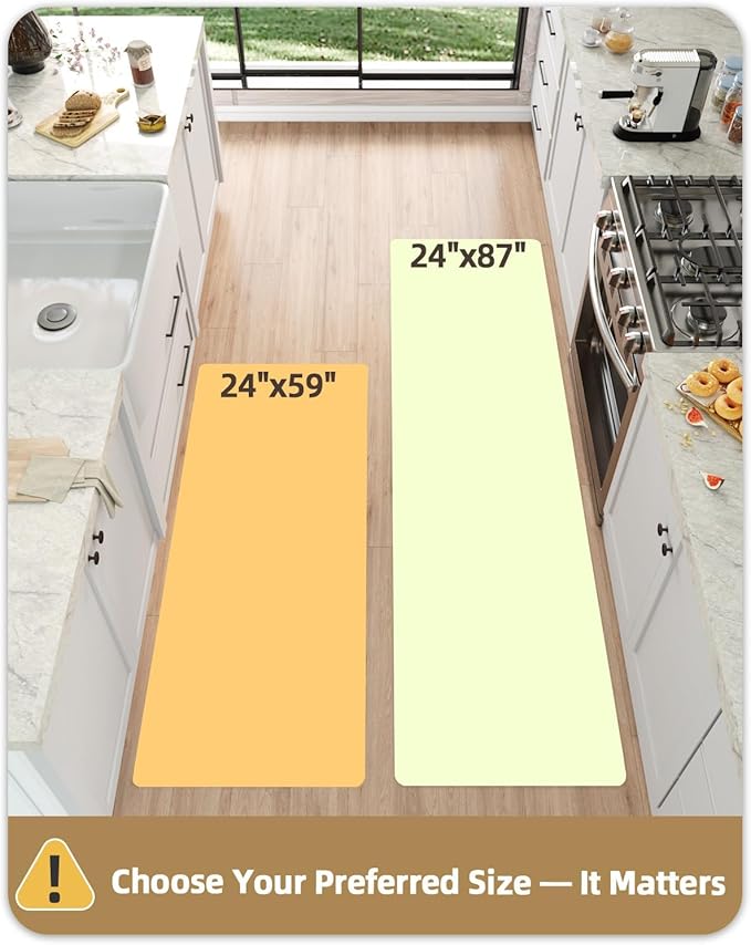 Color&Geometry Floral Kitchen Mat 24"x87", Anti Fatigue Kitchen Mats for Floor, Kitchen Rugs Non Slip, Waterproof & Oil Proof Padded Runner for Standing Desk Office, Sink - Grey