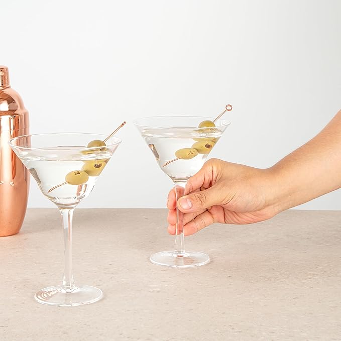 Restaurantware-Vetri 9 Ounce Martini Glasses, 6 Dishwashable Cocktail Glasses - No Lead, Long Stemmed, Clear Glass Party Drinkware, For Home And Bar Use, Serve Margarita, Cosmopolitan, And More