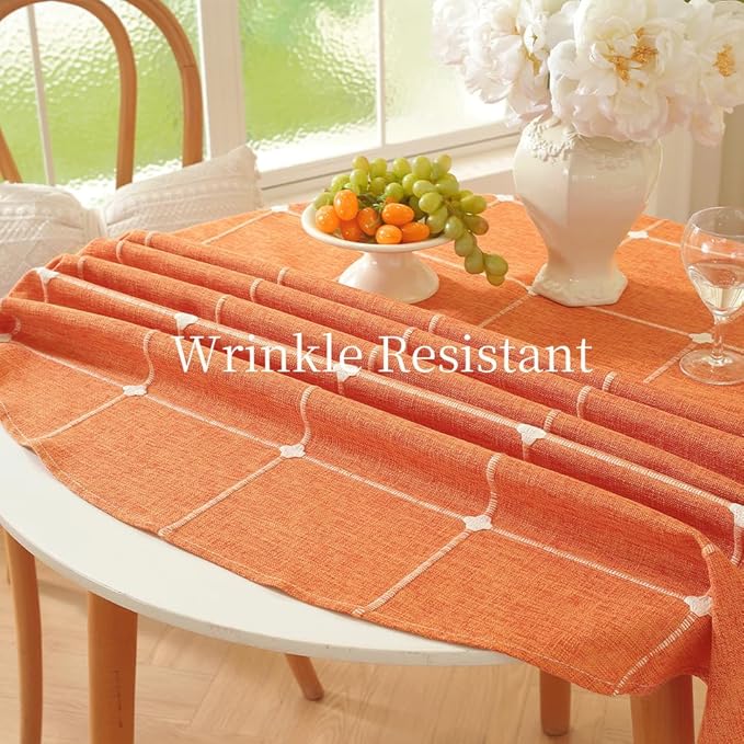 Zobesta Linen 60 Inch Round Table Cloth Burnt Orange, Cotton Linen Tablecloth Round Farmhouse Soft Fall Tablecloth for Outdoor, Party, Holiday, Picnic, Dining