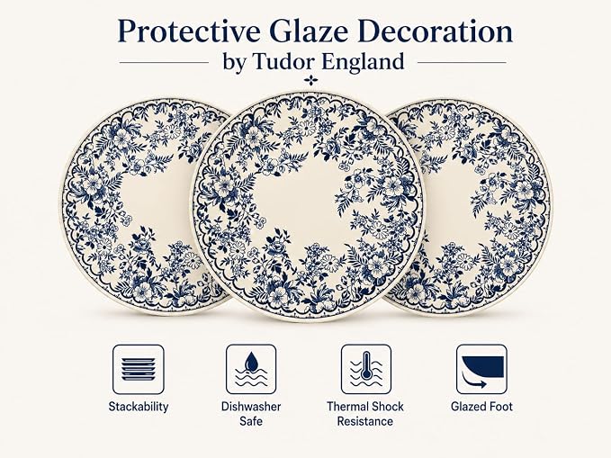 TUDOR ROYAL 12-Piece Porcelain Round Dinnerware Set, Service - Image 5