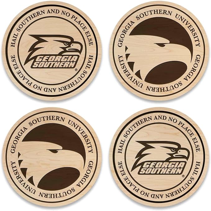 LazerEdge Georgia Southern Eagles Wooden Coaster Set - Maple Wood - Officially Licensed Product - 4-Pack