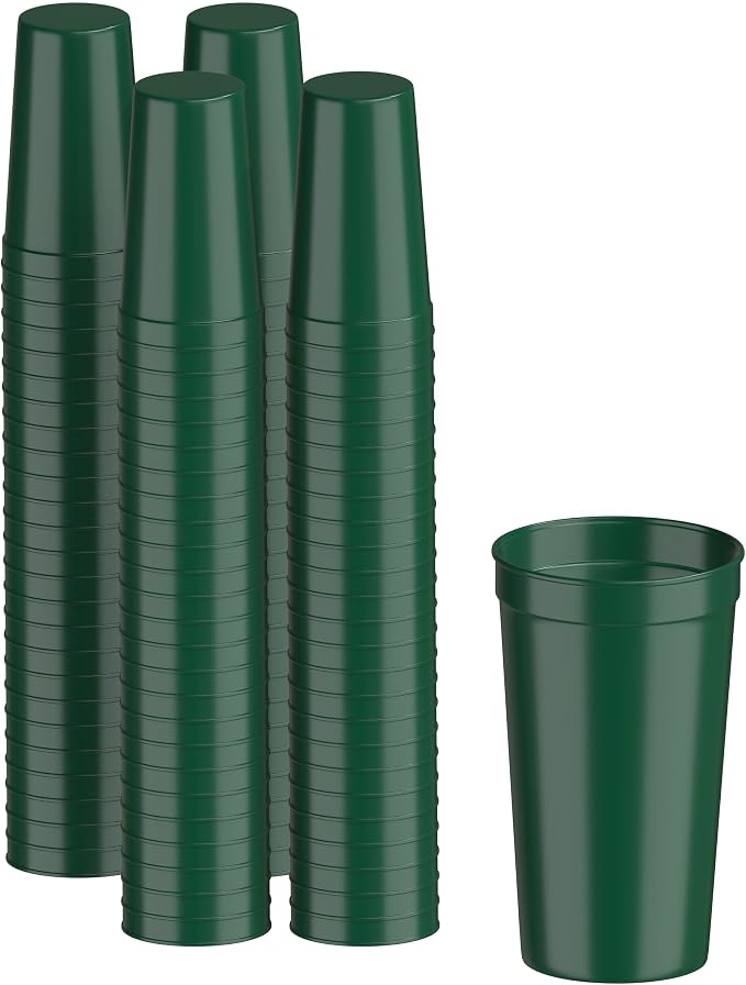 PartyPrints 100 Pack 32 oz Kelly Green Reusable Blank Plastic Cups, Colored by PartyPrints