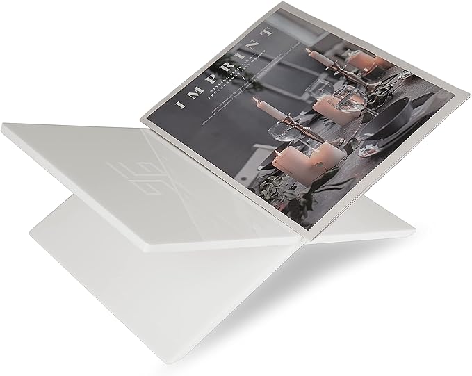Honygebia White Acrylic Book Stands - Cross Frame Acrylic Book Holder, Open Bookstand for Display and Reading, Suitable for Art, Bible, Cookbook, Easel, Magazine, Textbooks 12.5" x 9.5" x 5.5"