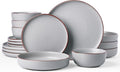 Famiware Mercury 16-Piece Stoneware Plates and Bowls, Light Grey | Dinnerware by Famiware