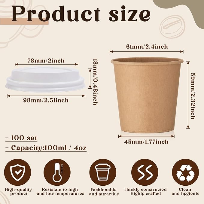100 Sets 4 oz Disposable Espresso Cup - Image 2