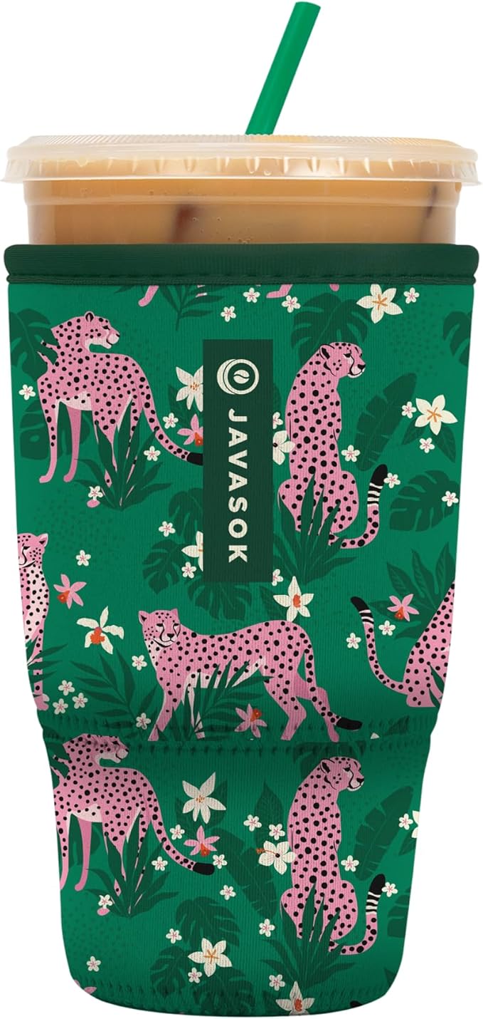 Sok It JavaSok Iced Coffee & Cold Soda Insulated Neoprene Cup Sleeve (Paradise Prowl, Large: 30-32oz)