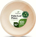 Chic Leaf Round Palm Leaf Plates - 10", Pack of 100 - Durable Party Pack - Dinner Eco Friendly Party Supply & Wedding Plates - For Charcuterie Board Accessories, Romantic Dinner for 2