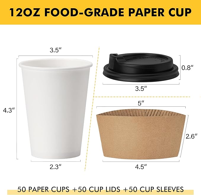 RACETOP 12 oz 500 Pack Paper Coffee Cups - Image 2