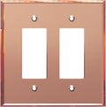 LIDER Double Decorator Wall Plate, Impact Resistant, Mirrored, Plexiglass Dual Outlet Cover or Light Switch Cover, Acrylic, Reflective Finish, Modern, Oversized 2-Gang 5.25" x 5.25", Rose Gold