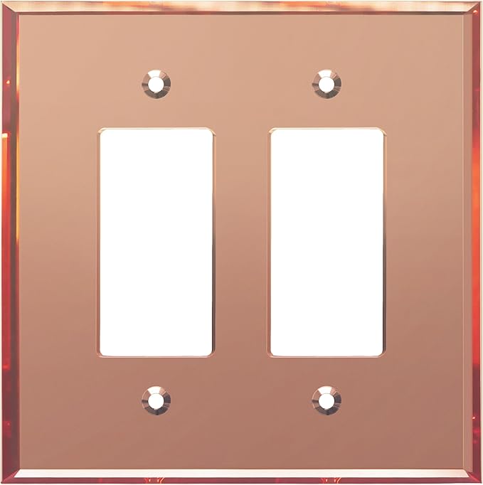 LIDER Double Decorator Wall Plate, Impact Resistant, Mirrored, Plexiglass Dual Outlet Cover or Light Switch Cover, Acrylic, Reflective Finish, Modern, Oversized 2-Gang 5.25" x 5.25", Rose Gold