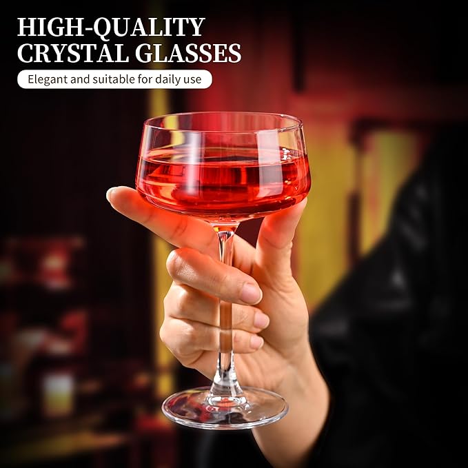 KMIGRUAN Martini Glasses Set of 6, 9oz Coupe Glasses, Hand Blown Crystal - Image 2