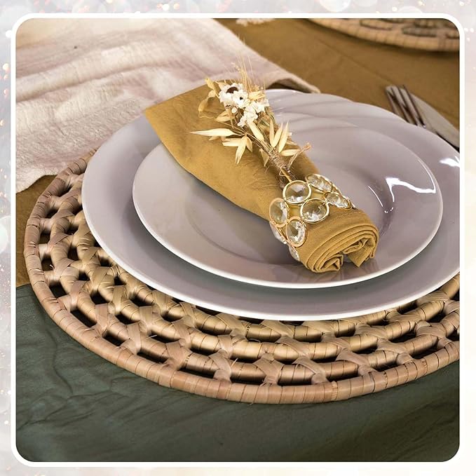 Crystal Metal Napkin Rings Set, Elegant Wedding/Party Table Decor, Shiny Holiday Dinner Accessories Bulk, Bridal Shower Gift, Anniversary, Christmas, Home Decor Essentials (Gold, 24-Pcs)