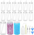 15 Pack Acrylic Snow Globe Tumbler, 16 Oz Pre Drilled Double Wall Snow Globe by Maucircol