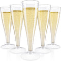 JOLLY CHEF 50 Pack Plastic Champagne Flutes Disposable 4.5 oz Clear Plastic Champagne Glasses Suitable for Wedding, Thanksgiving Day, Christmas
