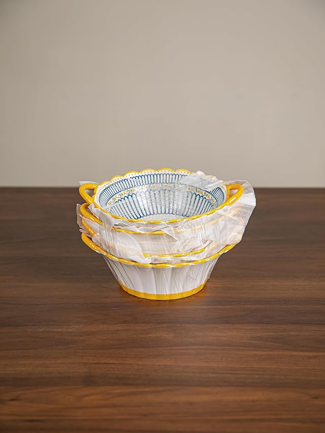 Yeacccng Soup Bowls with Handles, 20 Oz French Onion Soup Bowls Set of 4, Ceramic Soup Bowl for Kitchen, Oven/Microwave Bowls, 6.5 Inch Ceramic Soup Crocks, Cute Bowls, Scratch-Resistant, Lead-Free