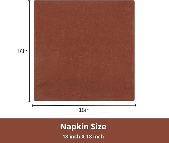 PurpleEssences Rust Set of 6 Cloth Dinner Napkins 100% Cotton 18x18 Inch - Soft Durable Washable - Ideal for Farmhouse Party Christmas Holiday Winter - Perfect Everyday Use Table Linen - Rust