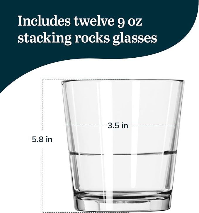 Libbey 15790 Restaurant Basics Stacking 9 oz Pint Glasses Set of 12, All - Image 3